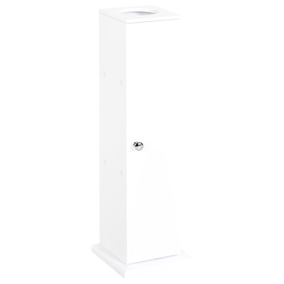 Armoire à papier hygiénique, armoire de coin de petite salle de bain avec portes et tablettes, organisateur de rangement pour salle de bain mince pour papier, blanc
