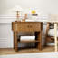 Table de bout avec porte coulissante cannelée, table d'appoint à 3 niveaux avec armoire cachée et rangement ouvert, table de bout moderne de 21,7 po de largeur pour le salon
