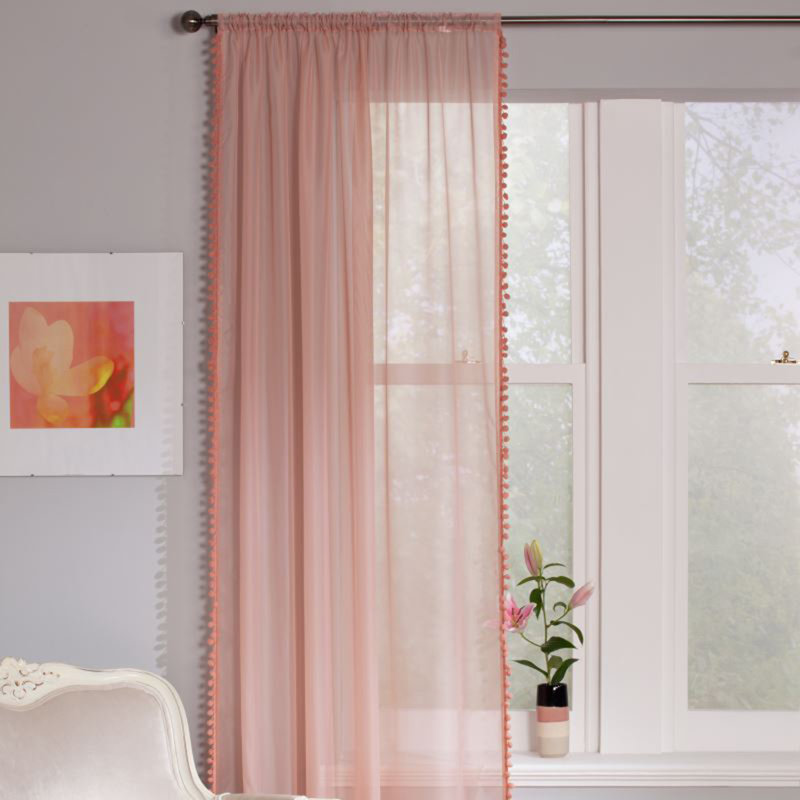 Acel Voile Panel Single Panel, 142 W x 107 D cm, Dusky Pink
