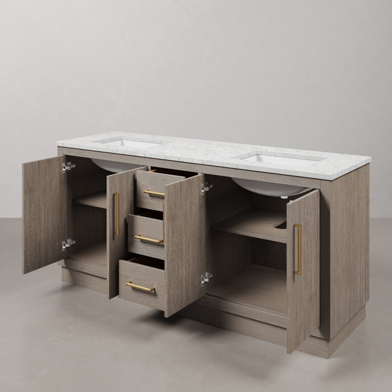 Hugo 72'' W Double Vanity, Satin Gold, 60"
