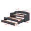 Lit de jour simple rembourré avec lit gigogne et trois tiroirs, canapé-lit, base de lit en bois avec accoudoirs inclinés, aucun sommier nécessaire-1404797764