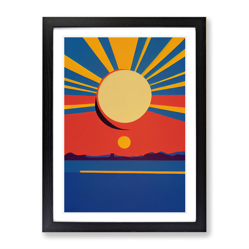 Majestic Abstract Sunset - Framed Print, 34cm H x 25cm W x 2cm D, Black