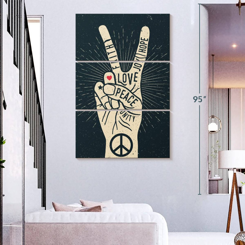 Peace Sign Typography, H 74 po x l 48 po