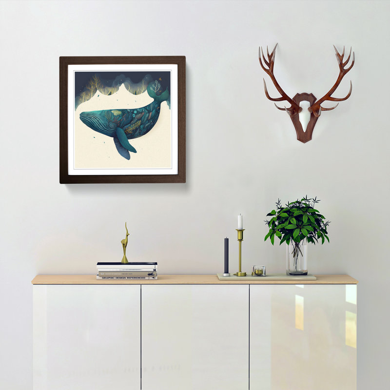 Whale Boho - Framed Print, Walnut