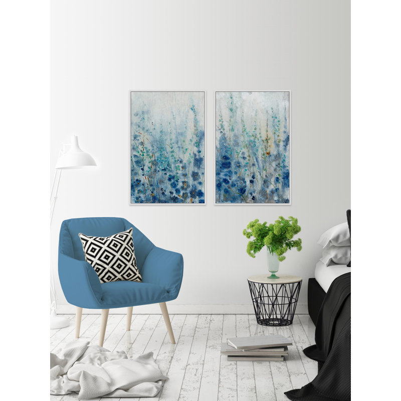 « misty fleuris diptych », ensemble de 2 reproductions sur toiles, H 60 po x l 40 po, Cadre flottant