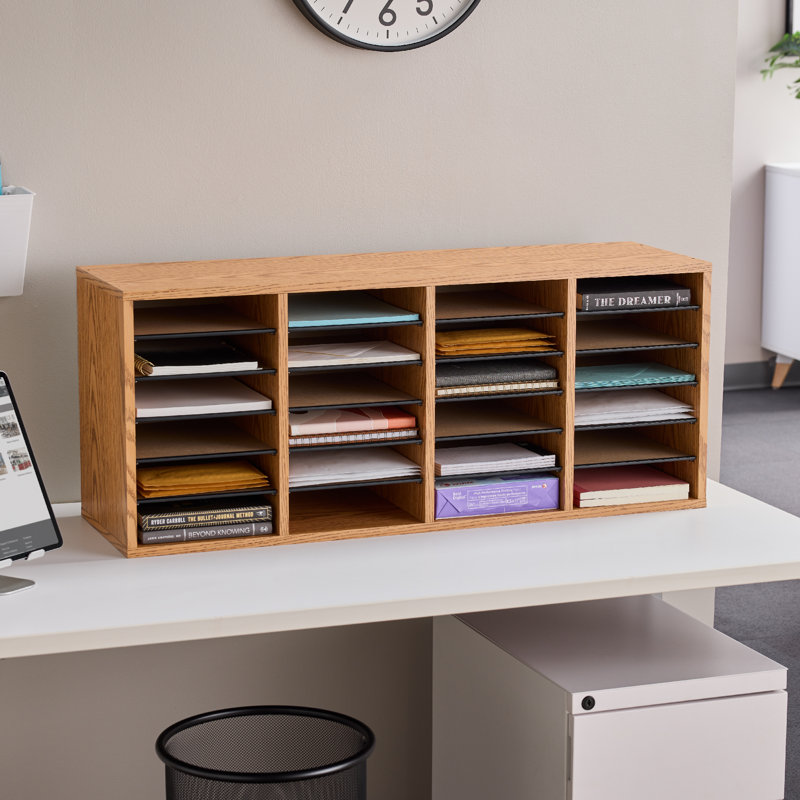 Medium Adjustable-Compartment Literature Organizer, Oak