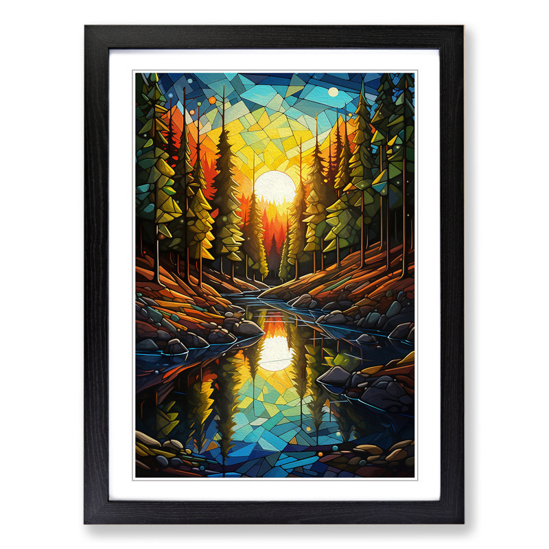 Single Picture Frame Print on Wood, 34cm H x 25cm W, Black Framed
