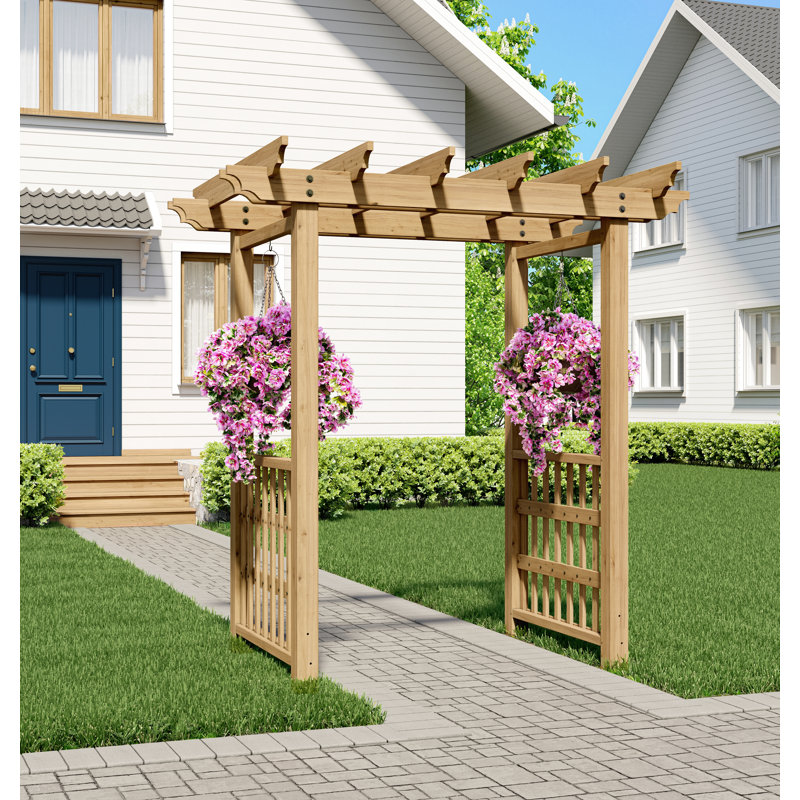 Springwood Golden Brown Cedar Wood Arbor with Flat Roof
