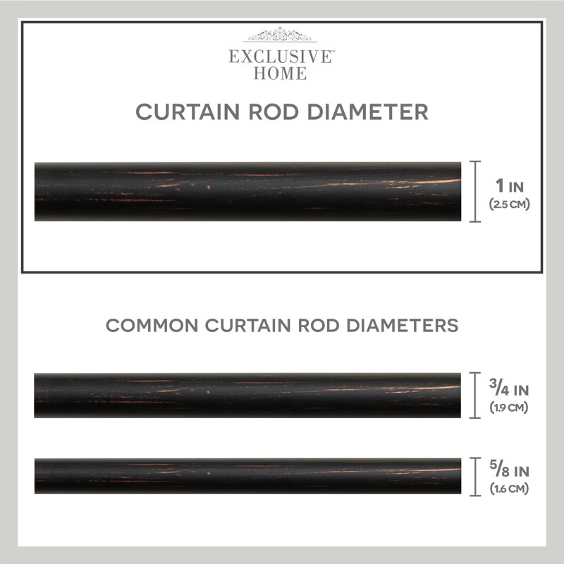 Amalgamated Textiles Exclusive Home Loran 1" Window Curtain Rod and Finial Set, Adjustable