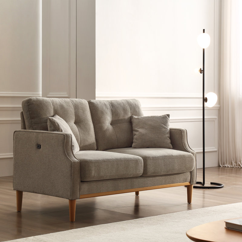 Anwita Recessed Arm Standard Loveseat, 35.03" H x 56.7" W x 31.9"D, 100% Linen Gray