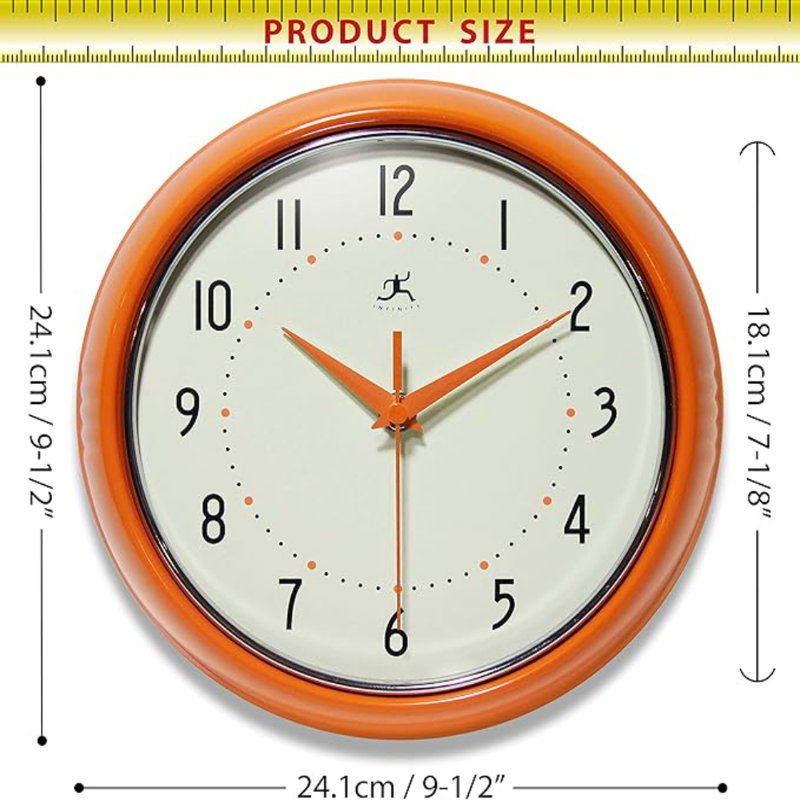 Infinity Instruments LTD. Rétro horloge murale de cuisine Mid Century