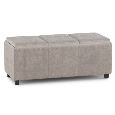 Avalon 42"W Upholstered Contemporary Rectangular Flip-Top Storage Ottoman with Hidden Storage