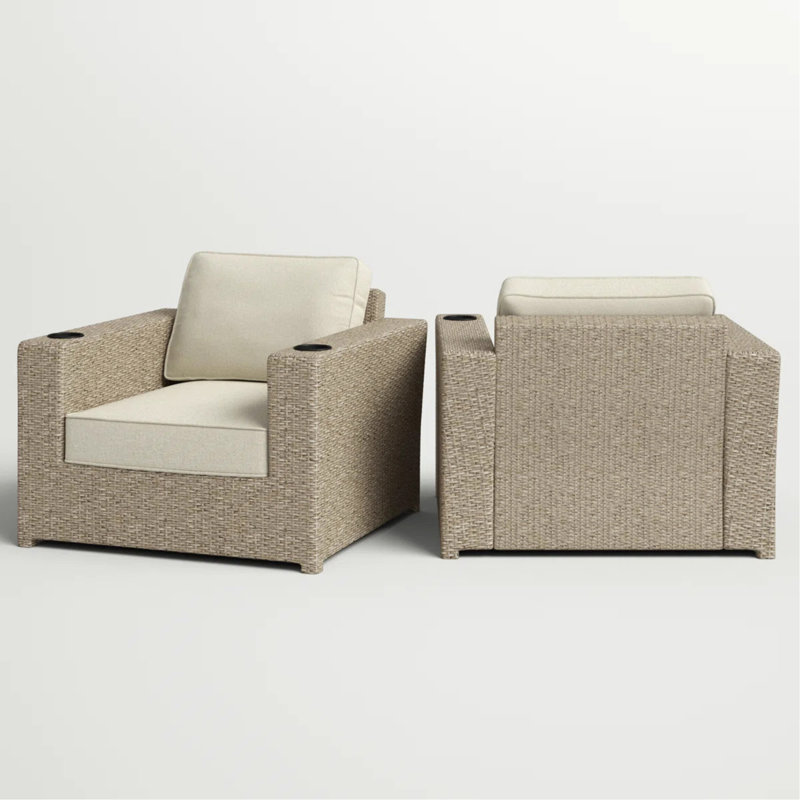 Chaises longues d'extérieur avec coussins entièrement assemblées, ensemble de 2