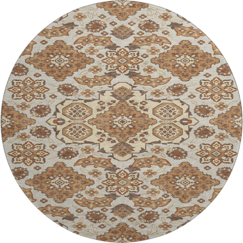 Premium Machine Washable Mayfield AMF1853 Global Rug, Round 8'