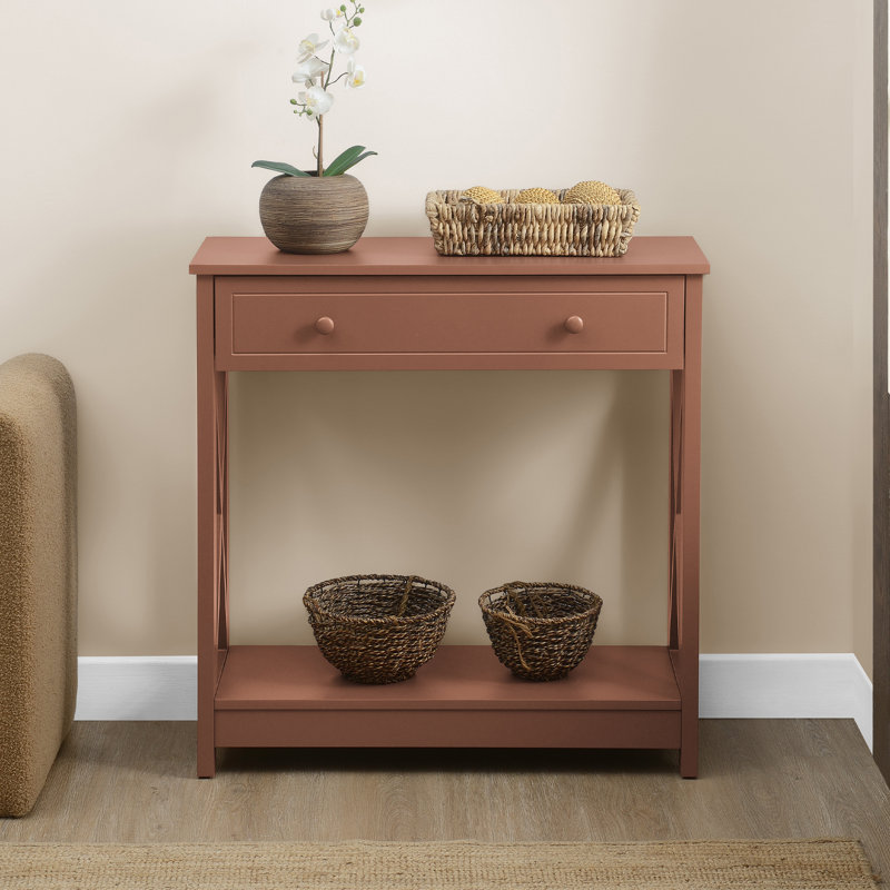 Lecenta 31.5'' 1 Drawer Console Table with Shelf, Terracotta