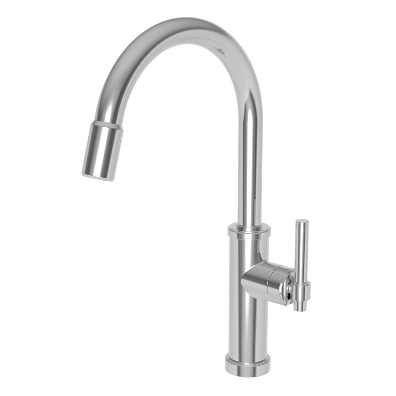 Seager Single Handle Pull Down Kitchen Faucet, Polished Chrome