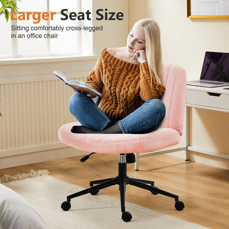 Chaise de bureau, dossier, chaise de bureau sans accoudoirs, pivot réglable, Rose