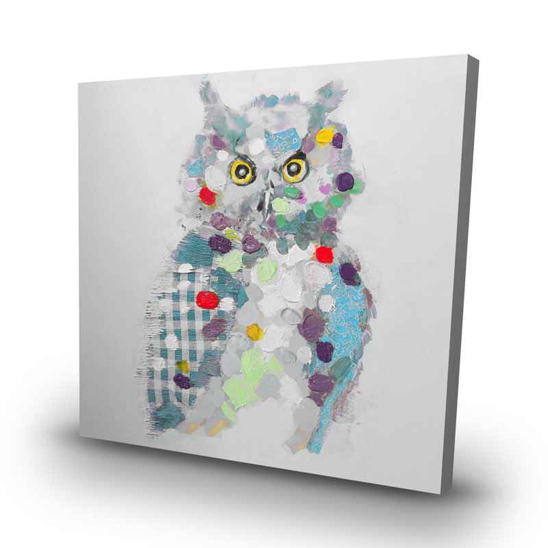 Textured abstract owl - 32"x32" art on canvas