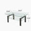 Table basse rectangulaire avec plateau en verre et tablette