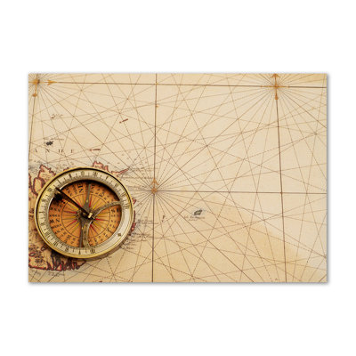 Compass On The Map - Wrapped Canvas Print