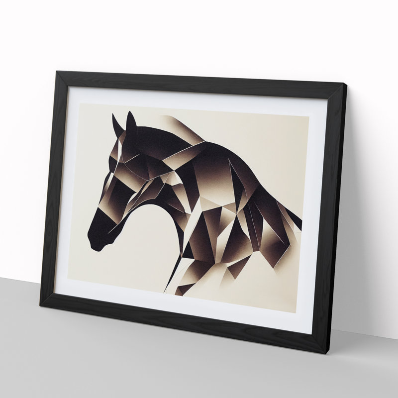 Hopeful Abstract Horse - Single Picture Frame Print, Black, 46cm H x 64cm W x 2cm D