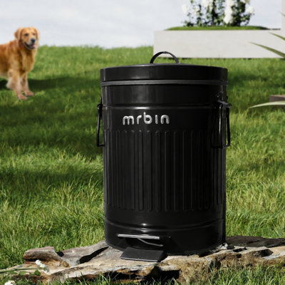 MRBIN Dog Poop Trash Can with Lid, 13L Black, HMAYO0112