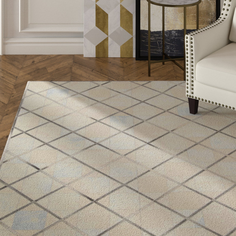 Tapis zone beige en coton handwoven Rosenblatt, Rectangle 4 pi x 6 pi