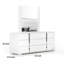 Grande commode Suni, bois blanc brillant avec finition UV, 6 tiroirs-116748753