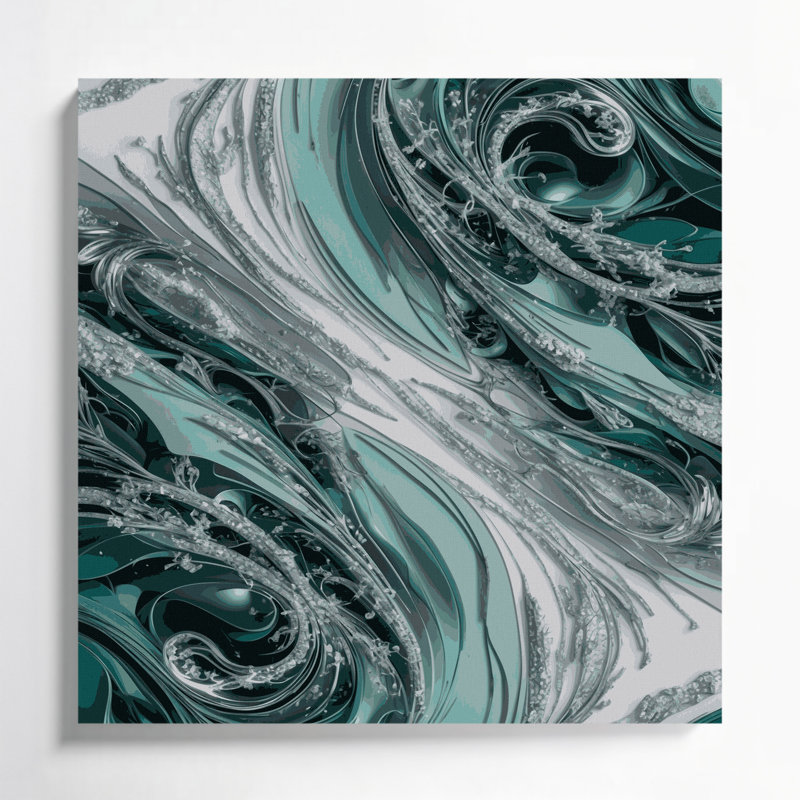 Abstrait paysage 46, art mural sur toile verte, H 12 po x l 12 po