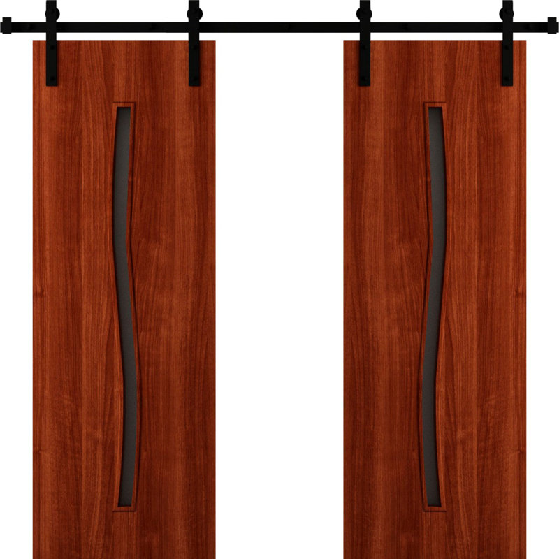 Porte de grange double moderne - ESSENTIEL 8002 - Ensemble de rail de 13 pi - Portes intérieures à panneau plein