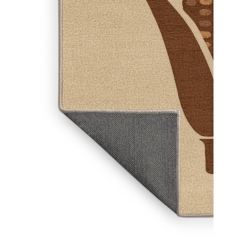 Tapis moelleux et moelleux à motif abstrait moderne et contemporain en grès beige beige, 5 x 7
