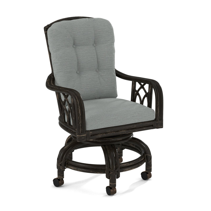 Edgewater Castered Arm Chair, Beige Performance Fabric; 0851-73, Antique Black