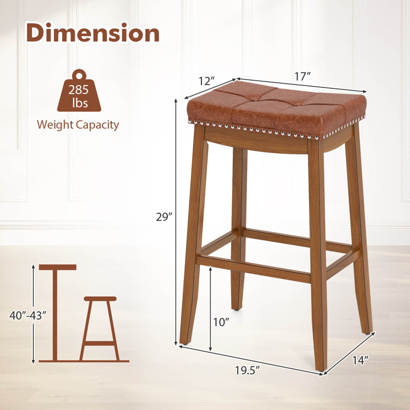 Tabourets de bar avec siège en cuir de polyuréthane et repose-pieds, Tabouret de bar (siège d'une hauteur de 29 po), 4
