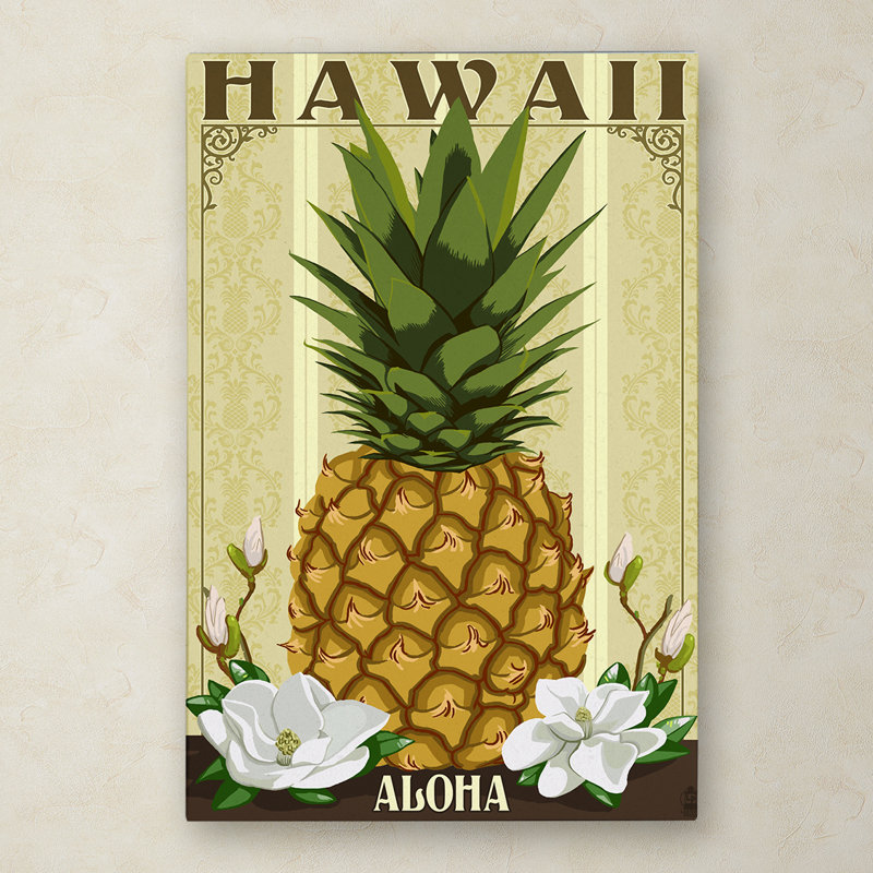 Ananas, impression sur toile tendue, H 19 po x l 12 po x P 2 po