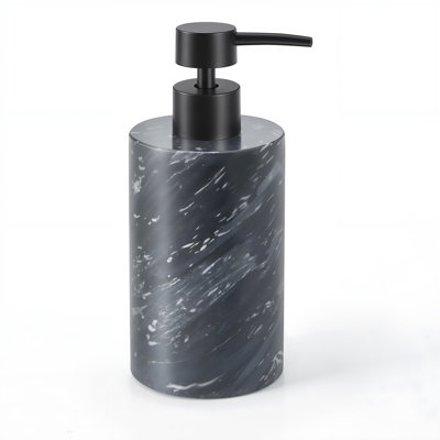 Black Natural Marble Soap Dispenser, Polished Bathroom Lotion Dispenser, for Vanity Countertop, Powder Room, Spa-Inspired Bathroom, Kitchen Sink