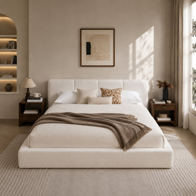 Upholstered Platform Bed Frame with Headboard, Cloud-Style Modern Bed Frame, No Box Spring Required