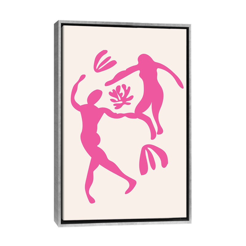 Dancing Dance-impression d’art graphique-impression, H 60 po x l 40po x P 1,5 po, Toile avec cadre argenté, Pas de tapis