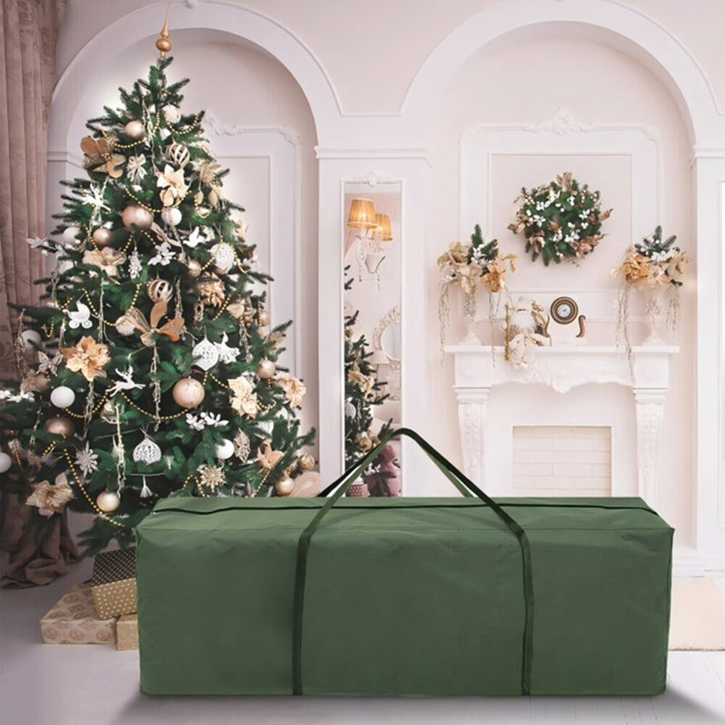 Sac de rangement pour arbre de Noël, boîte de rangement pour arbre de Noël artificiel robuste de 9 pi avec poignées et fermeture à glissière