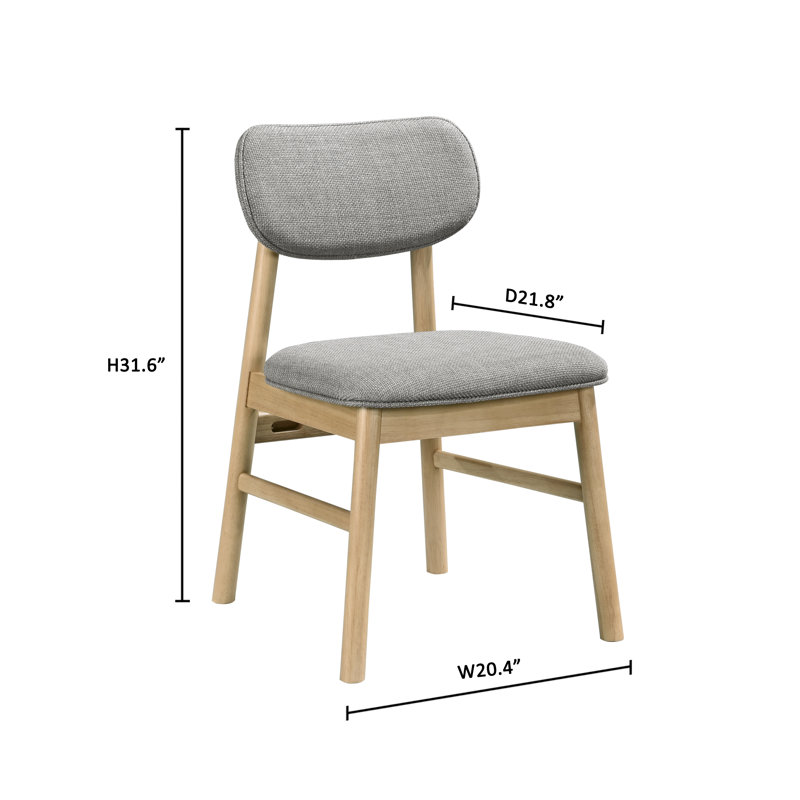 Willow Upholstered Solid Wood Dining Chair Side Chair (Set of 2), Oak