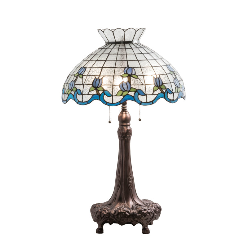 Lampe de table Roseborder, H 33 po x l 23 p ox P 23 po, Transparent / bleu / vert
