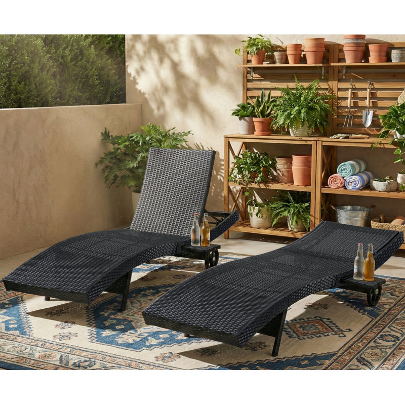 Ensemble de 2 chaises longues d'extérieur en osier de patio