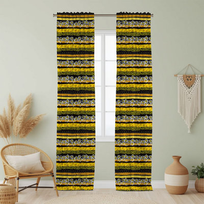 Semi Sheer Floral Print Curtain Single Panel