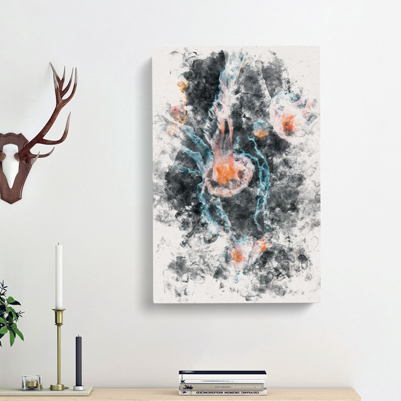 Peach Jellyfish - Wrapped Canvas, 76cm H x 45cm W x 4cm D
