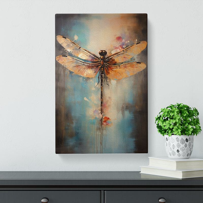 Dragonfly Gestural Art No.2 - Wrapped Canvas, 50cm H x 35cm W x 3cm D