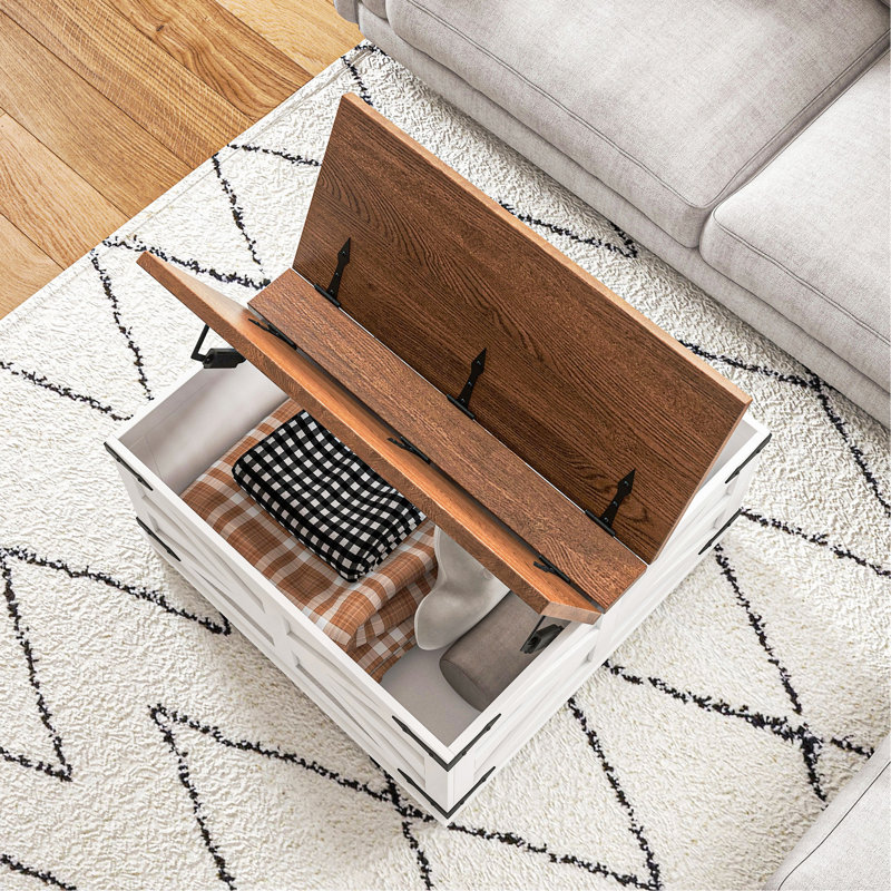 Table basse avec rangement Farmhouse, Blanc