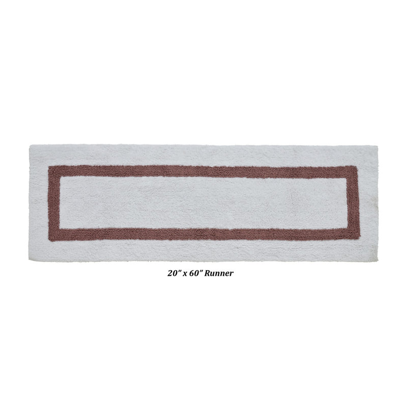 Tapis pour salle de bain réversible 100% coton Widman, Tapis de couloir 20 po x 60 po, Blanc / Rose