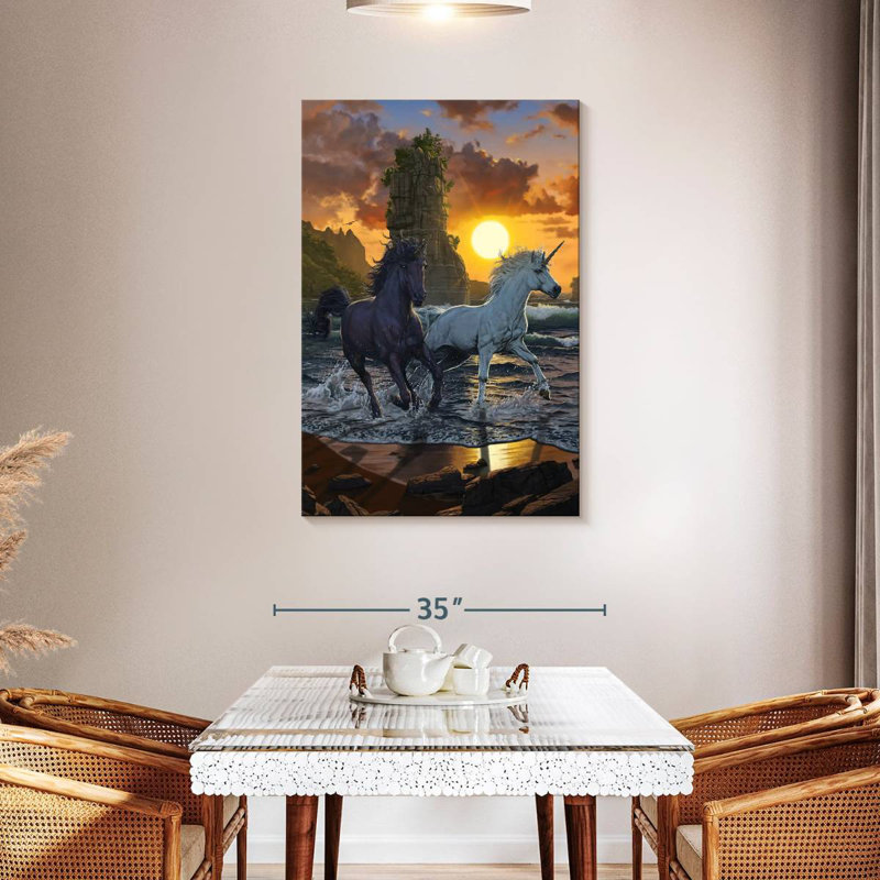 Brampt Unicorns In Sunset, 45" H x 30" W