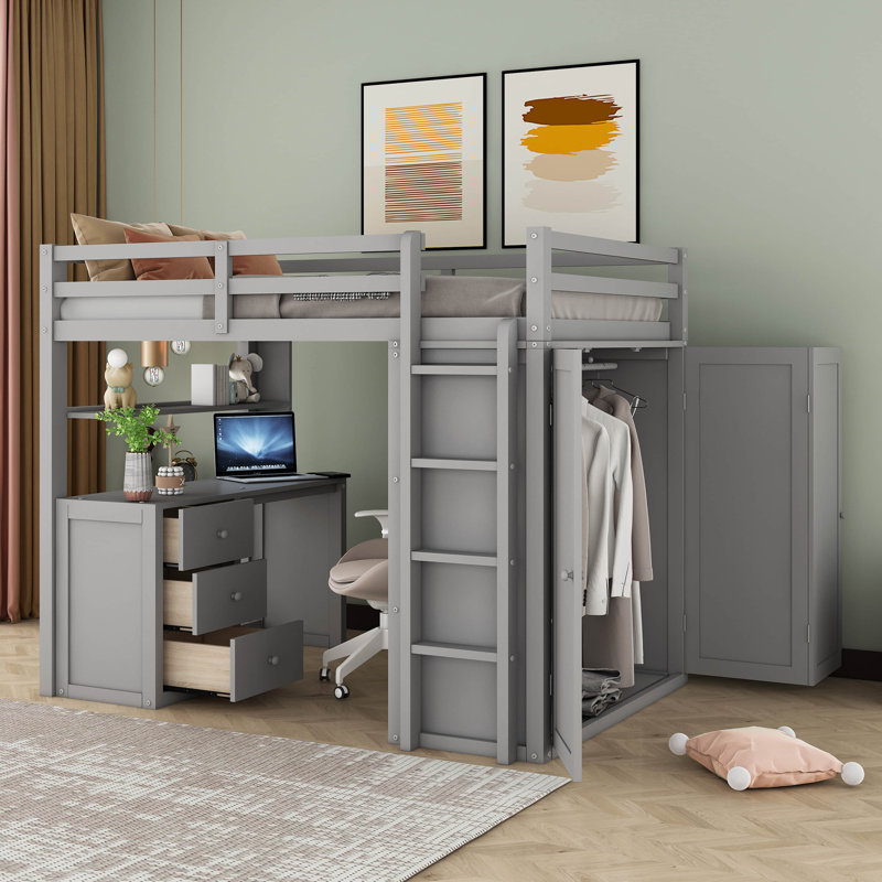 Clapton Kids Full Loft Bed, Gray