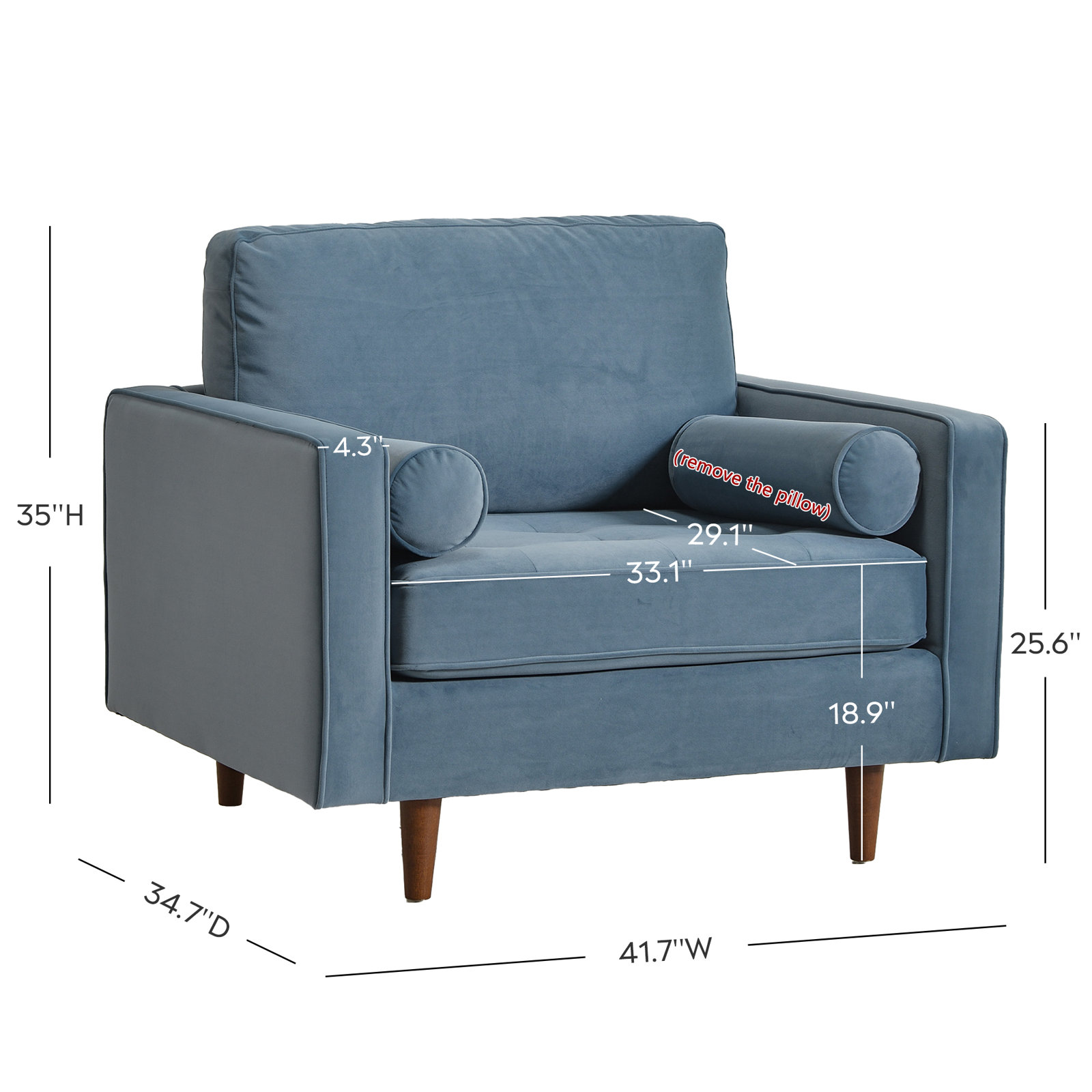  Geo 42" Upholstered Armchair, Light Blue Velvet