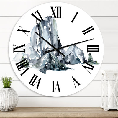 Minimalistic Landscape of Mountains & Forest - Modern wall clock